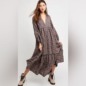 Free People Edie Maxi Dress in Mushroom Medium Beautiful Check All Pics Please